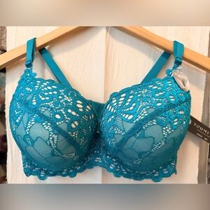 Youmita Teal Lace Bra
